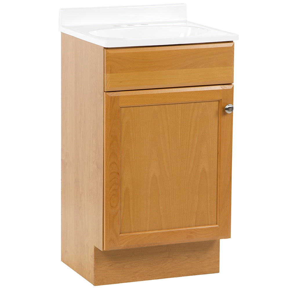Project Source 18-in Golden Single Sink Bathroom Vanity with White Cultured Marble Top