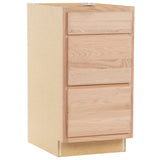 Project Source Ready to Finish 18-in W x 35-in H x 21-in D 3-Drawer Freestanding Cabinet Bank, Natural Rustic Oak