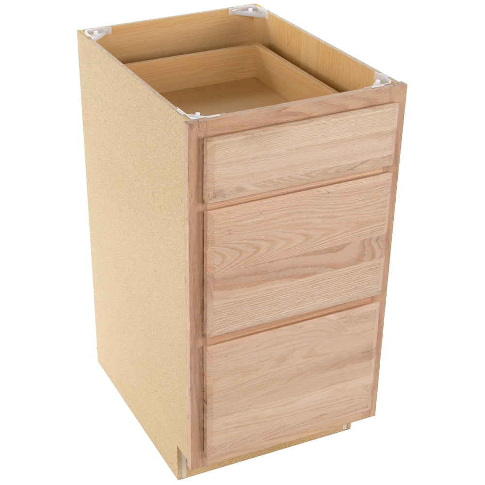 Project Source Ready to Finish 18-in W x 35-in H x 21-in D 3-Drawer Freestanding Cabinet Bank, Natural Rustic Oak