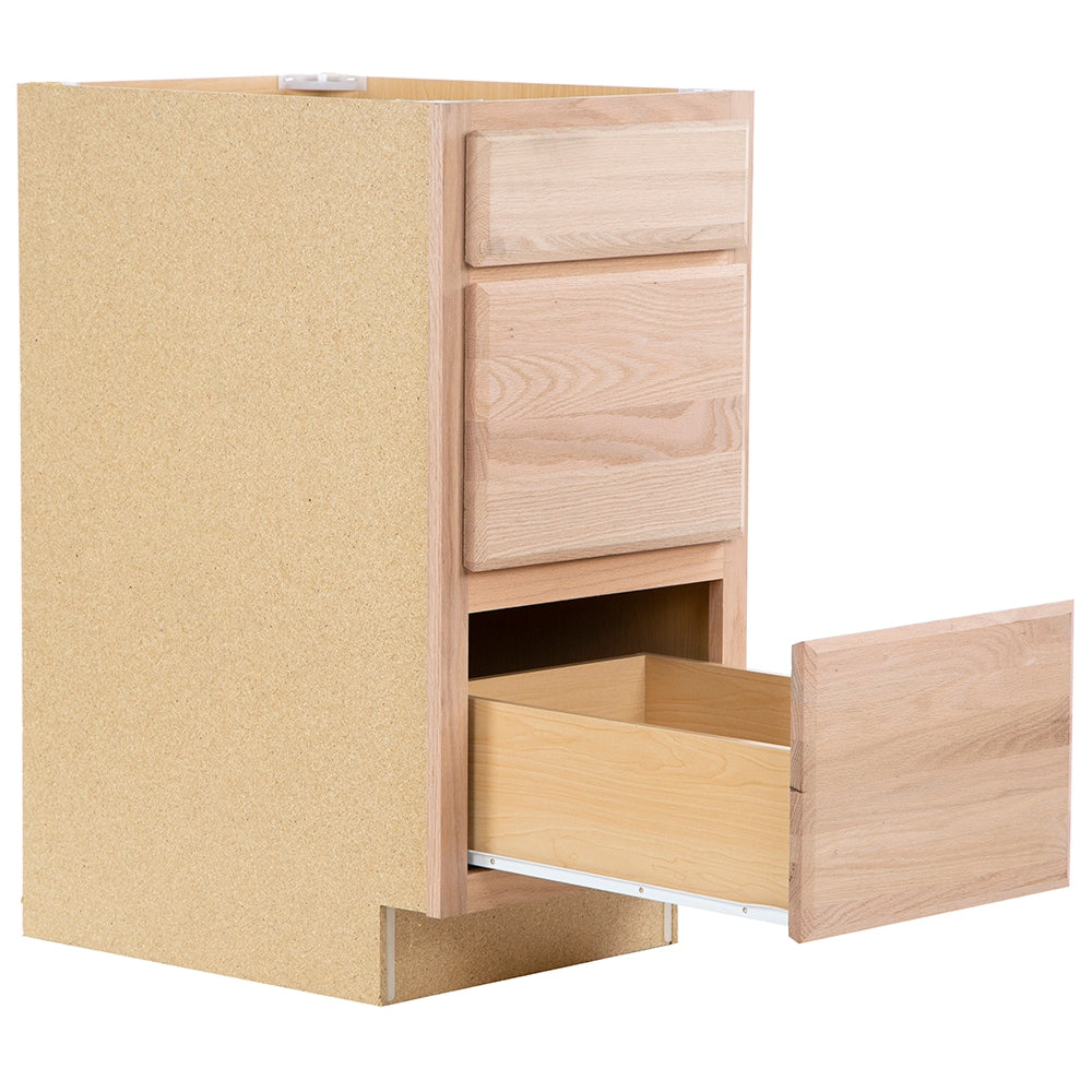Project Source Ready to Finish 18-in W x 35-in H x 21-in D 3-Drawer Freestanding Cabinet Bank, Natural Rustic Oak