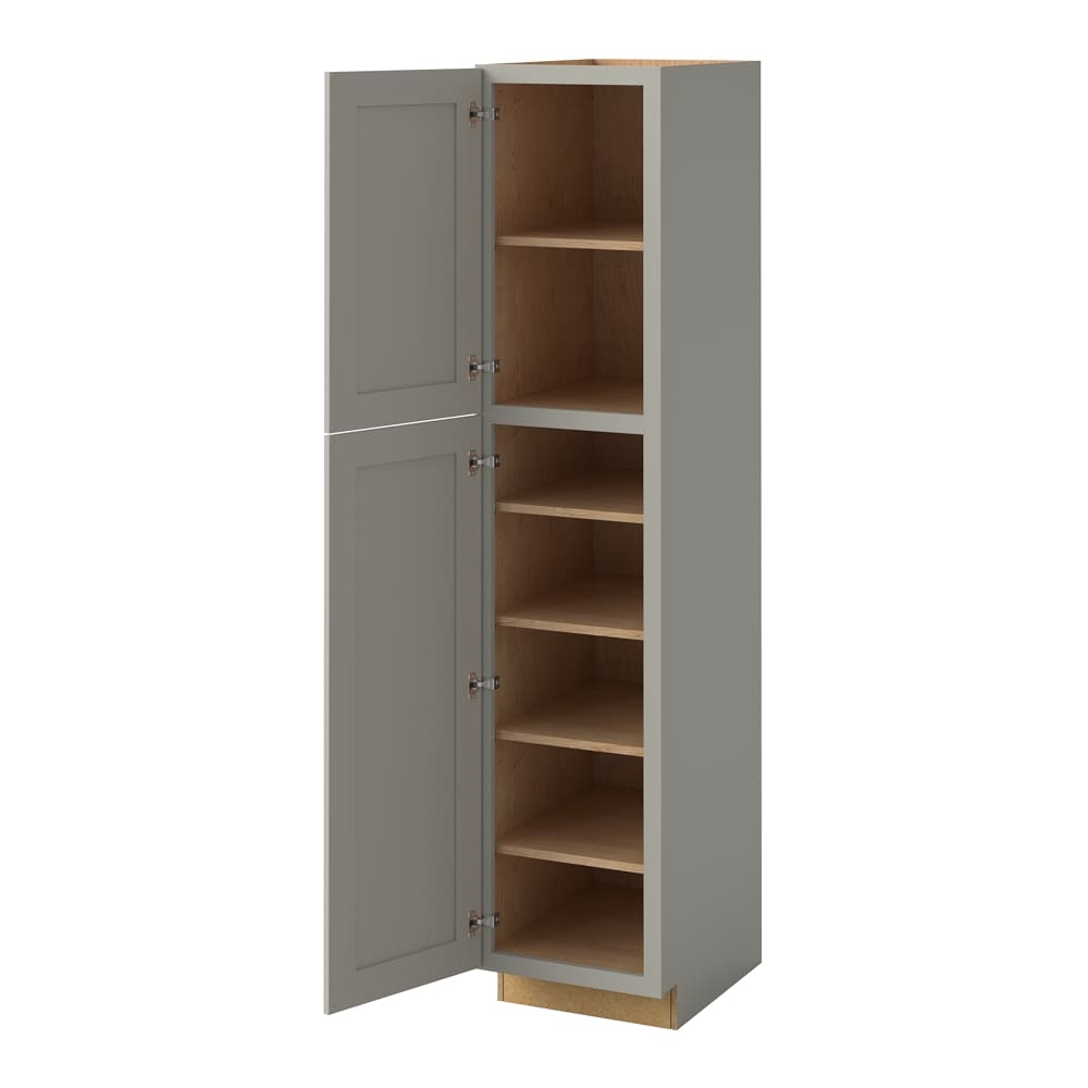 allen + roth Stonewall 18-in W x 84-in H x 24-in D Stone Pantry Fully Assembled Cabinet (Flat Panel Shaker Door Style)