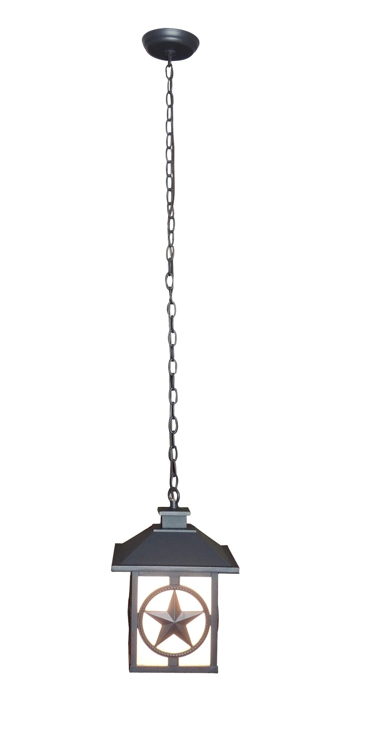 Portfolio Thoroughbred Matte Black Rustic Textured Glass Square Outdoor Pendant Light, 1-Light, 9-in