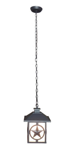 Portfolio Thoroughbred Matte Black Rustic Textured Glass Square Outdoor Pendant Light, 1-Light, 9-in