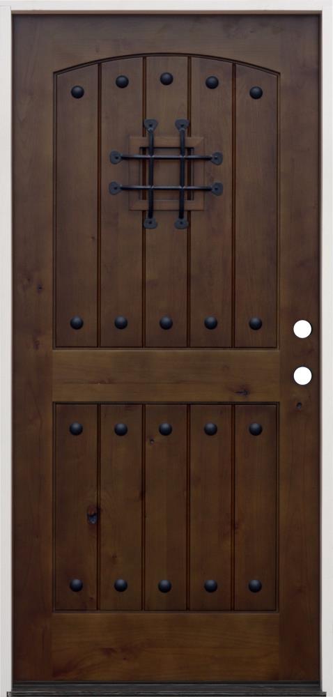 Creative Entryways 36x80 Wood Prehung Front Door with Solid Hardwood Core - Walnut Alder Stained, Left-Hand Inswing