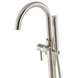 OVE Decors Athena 1-Handle Freestanding High-Arc Bathtub Faucet with Hand Shower, Satin Nickel (Valve Included)