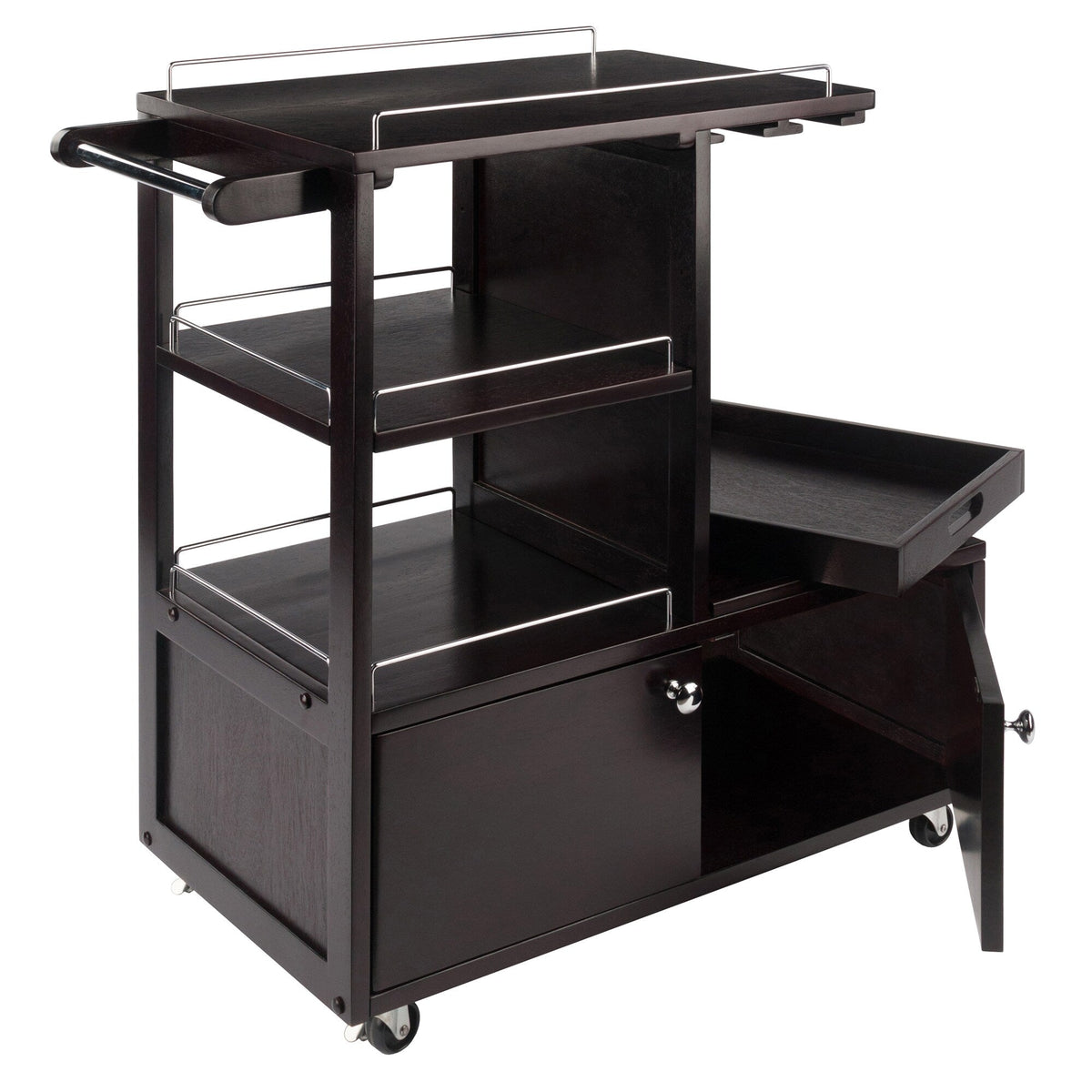 Winsome Wood Brown Composite Base with Composite Wood Top Rolling Kitchen Cart (16.77-in x 34.25-in x 34.37-in)