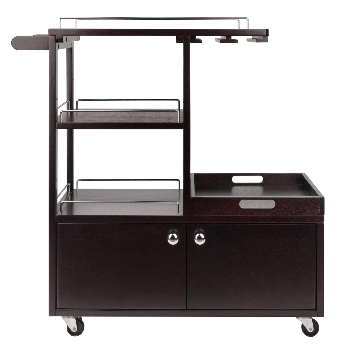 Winsome Wood Brown Composite Base with Composite Wood Top Rolling Kitchen Cart (16.77-in x 34.25-in x 34.37-in)