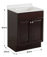 Project Source 24-in Java Single Sink Bathroom Vanity with White Cultured Marble Top