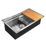 AKDY Handmade 32-in x 18-in Stainless Steel Single Bowl Undermount Commercial Workstation Kitchen Sink All-in-One Kit