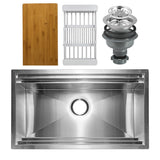 AKDY Handmade 32-in x 18-in Stainless Steel Single Bowl Undermount Commercial Workstation Kitchen Sink All-in-One Kit