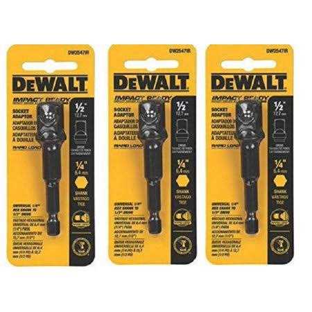 DeWalt Impact Ready Square Shank Socket Adapter 1/4", 1/2" Shank
