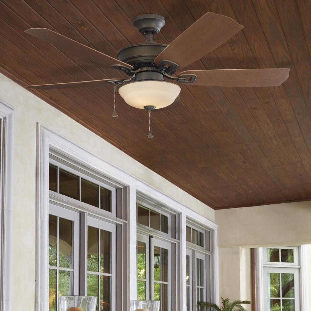 Harbor Breeze Echolake 52-in Oil-Rubbed Bronze LED Indoor/Outdoor Ceiling Fan with Light Kit (5-Blade)
