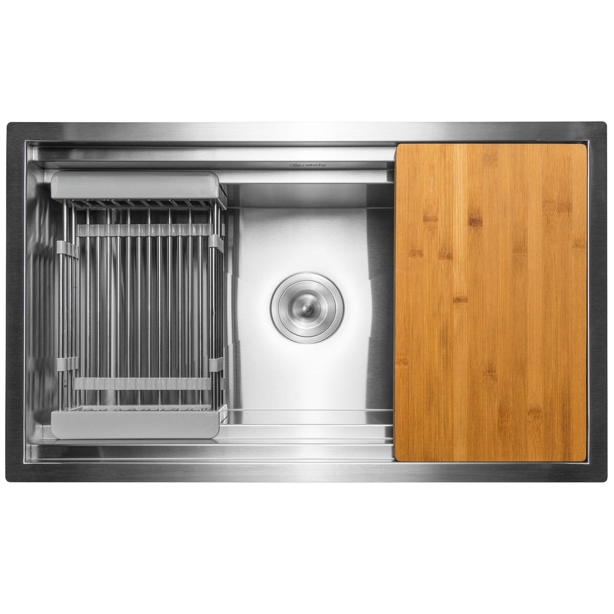 AKDY Handmade 33-in x 22-in Stainless Steel Single Bowl Undermount Residential Workstation Kitchen Sink All-in-One Kit