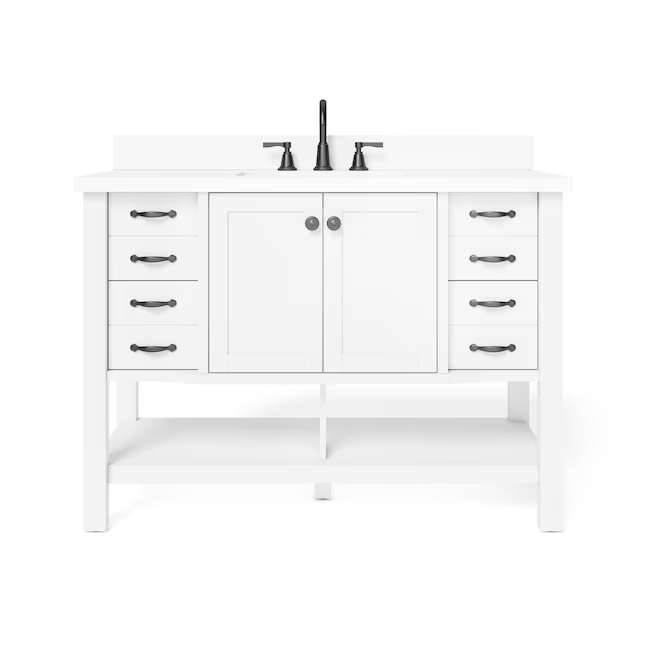allen + roth Kingscote 48-in White Undermount Single Sink Bathroom Vanity with White Engineered Stone Top