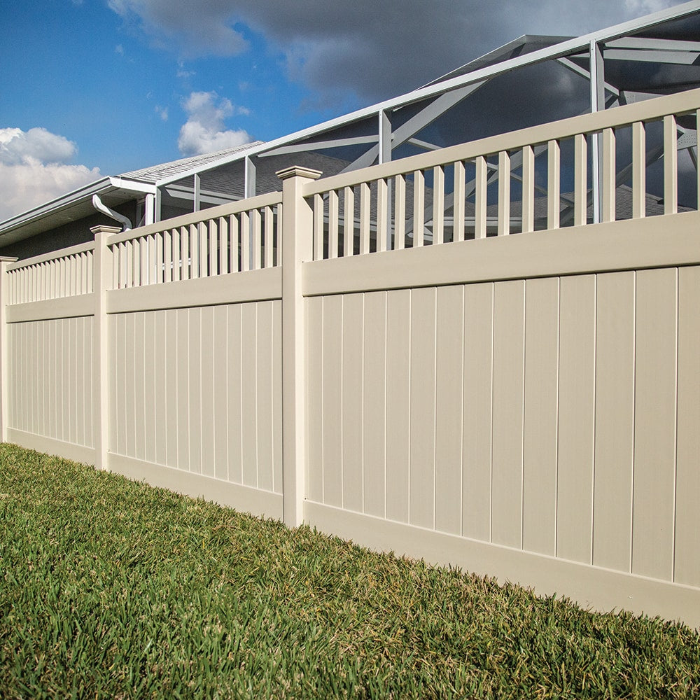 Freedom Portsmouth 9-ft H x 5-in W Sand Vinyl End Fence Post (Assembled)