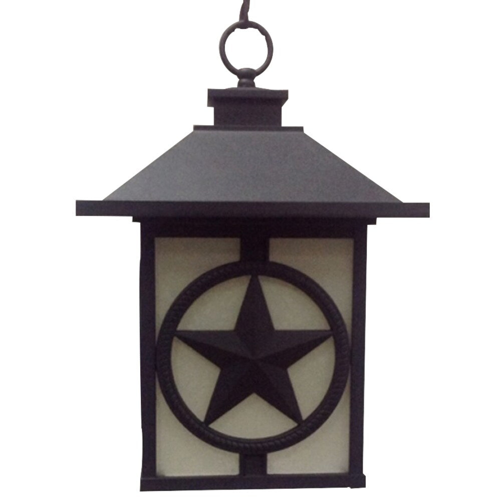 Portfolio Thoroughbred Matte Black Rustic Textured Glass Square Outdoor Pendant Light, 1-Light, 9-in