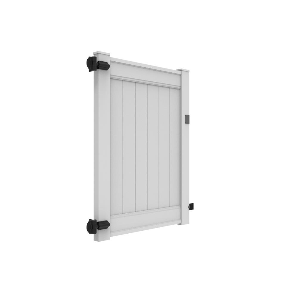 Freedom Emblem 5-ft H x 4-ft W White Privacy Vinyl Flat-top Fence Gate Kit (Unassembled)