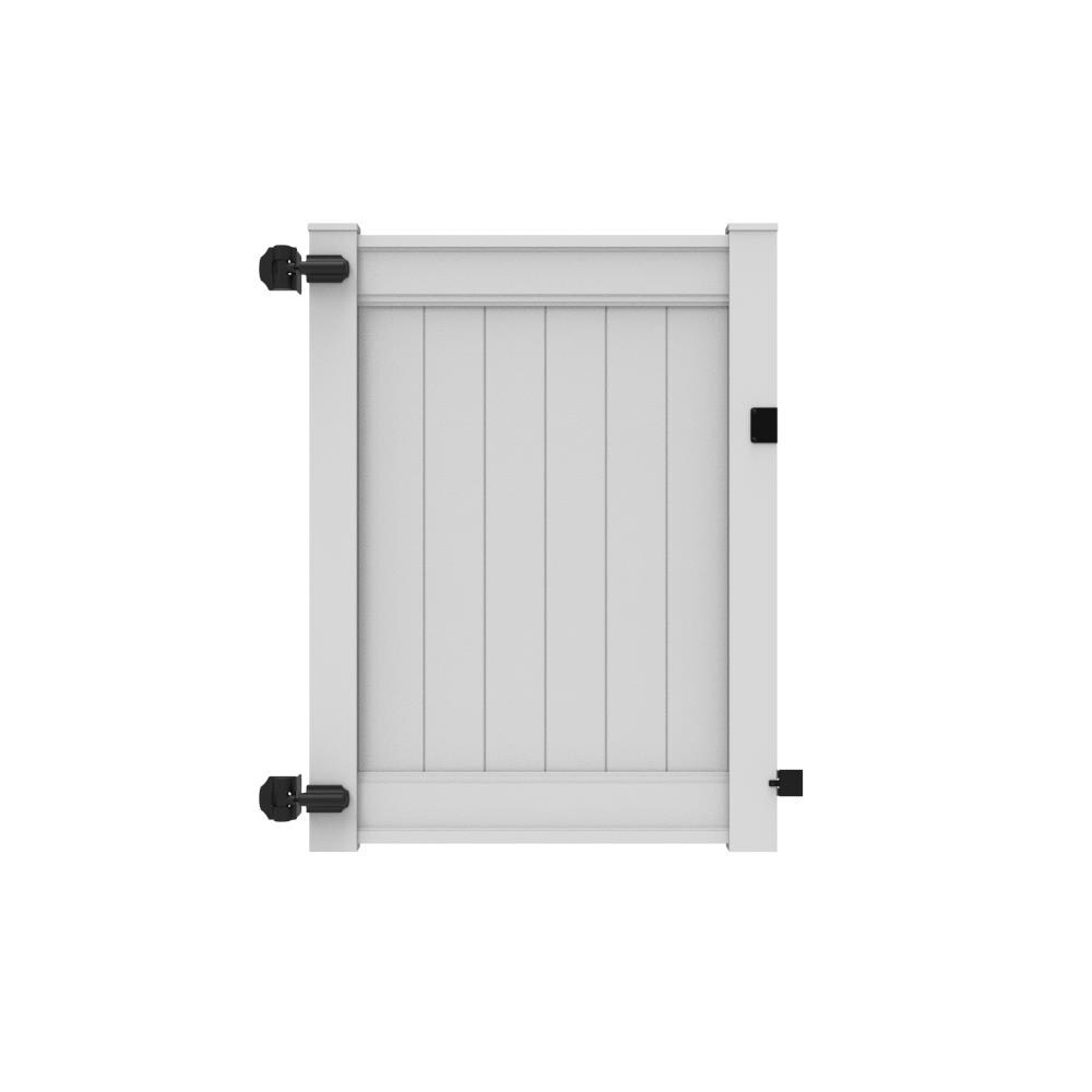 Freedom Emblem 5-ft H x 4-ft W White Privacy Vinyl Flat-top Fence Gate Kit (Unassembled)
