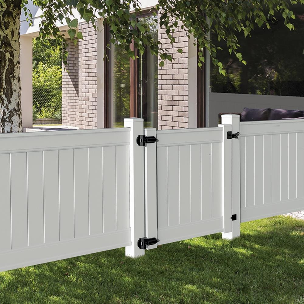 Freedom Emblem 4-ft H x 4-ft W White Privacy Vinyl Flat-top Fence Gate Kit (Unassembled)
