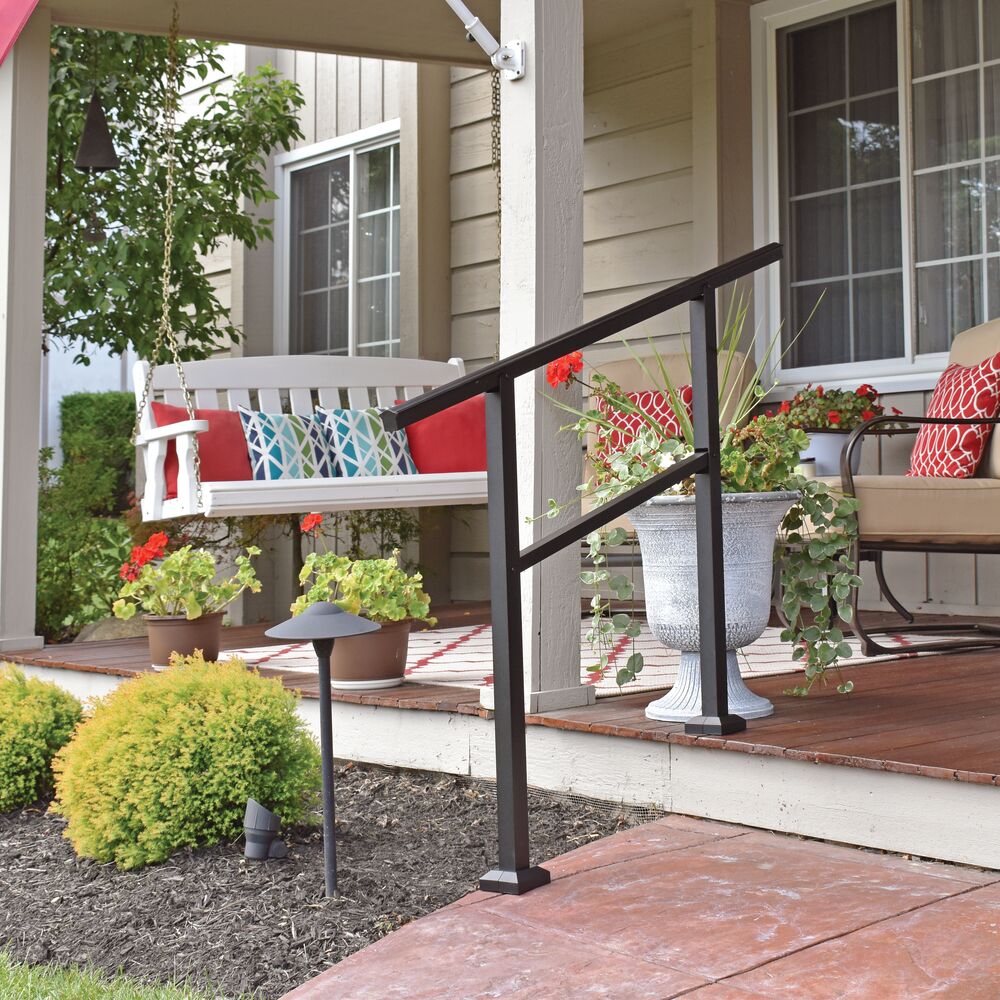 Freedom Heathrow 4-ft x 36-in Matte Black Aluminum Deck Handrail Kit