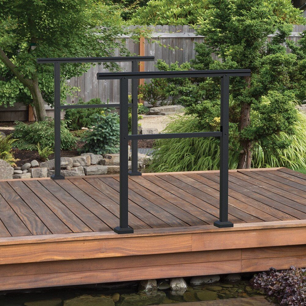Freedom Heathrow 4-ft x 36-in Matte Black Aluminum Deck Handrail Kit
