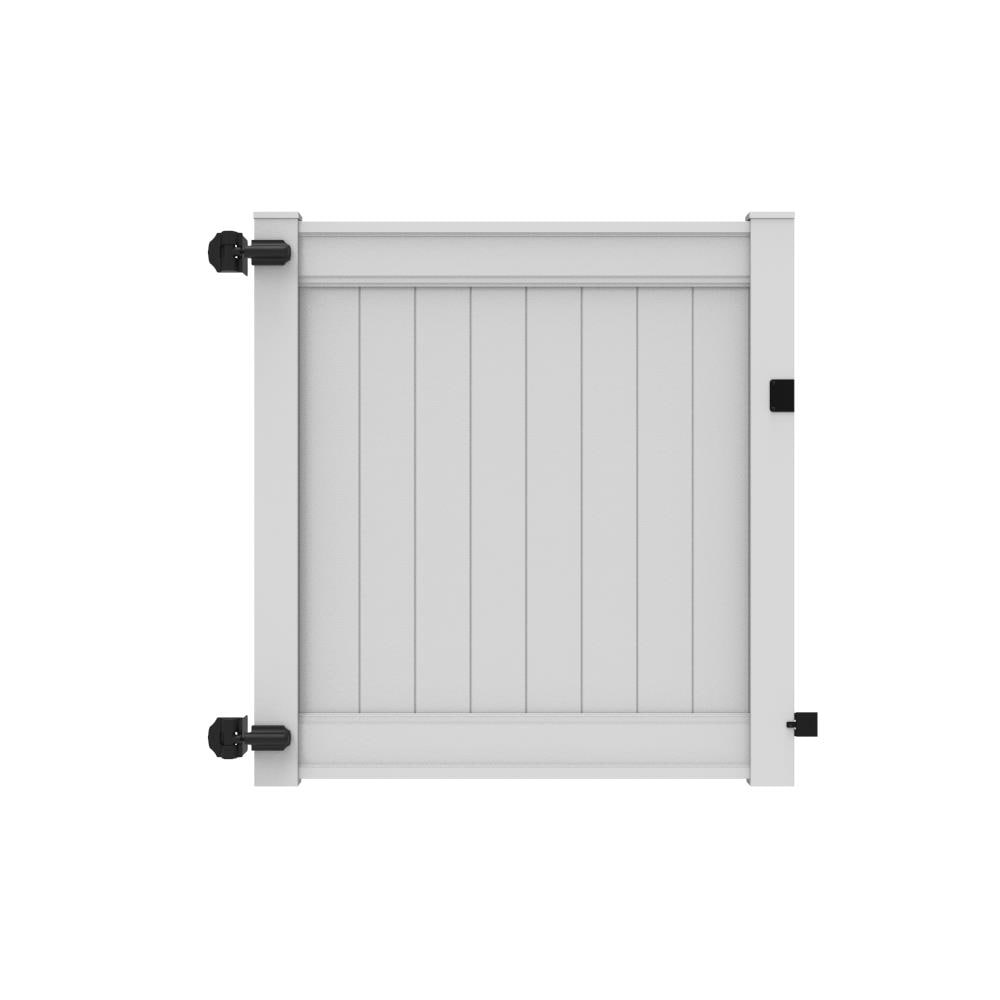 Freedom Emblem 5-ft H x 5-ft W White Privacy Vinyl Flat-top Fence Gate Kit (Unassembled)