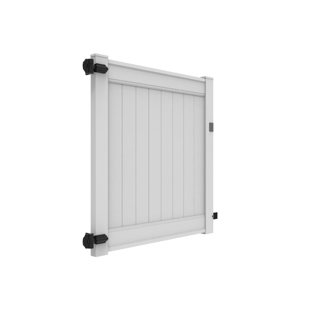 Freedom Emblem 5-ft H x 5-ft W White Privacy Vinyl Flat-top Fence Gate Kit (Unassembled)