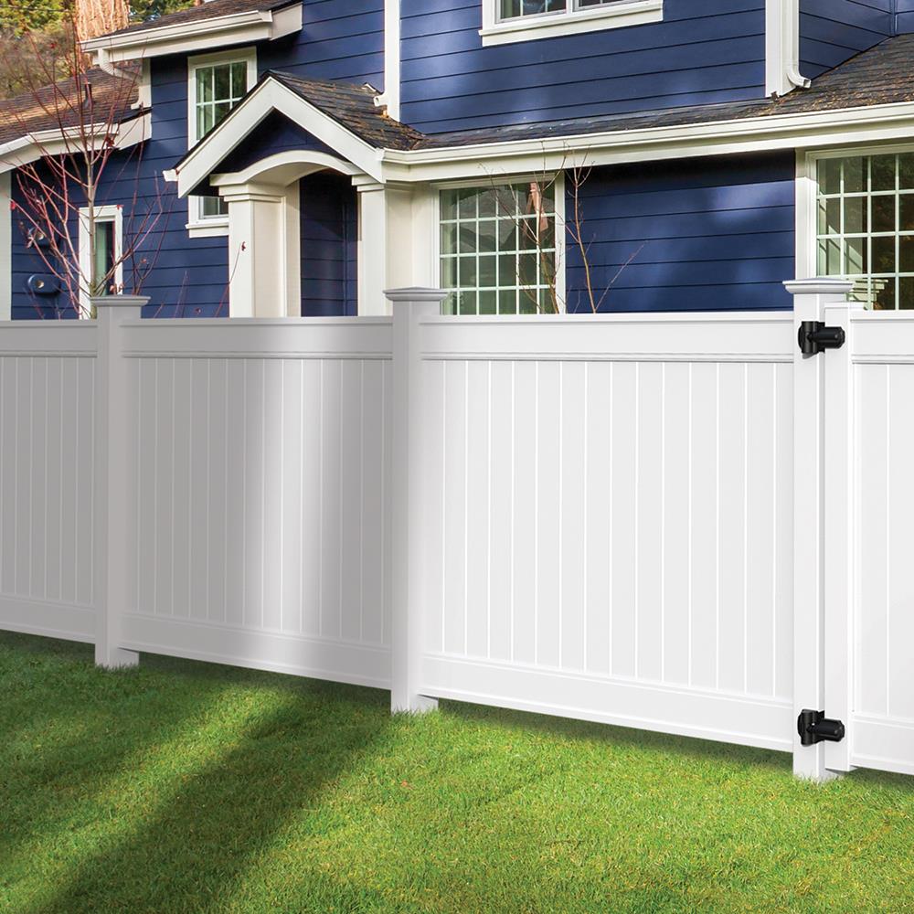 Freedom Emblem 5-ft H x 8-ft W White Privacy Vinyl Flat-top Fence Panel (Unassembled)