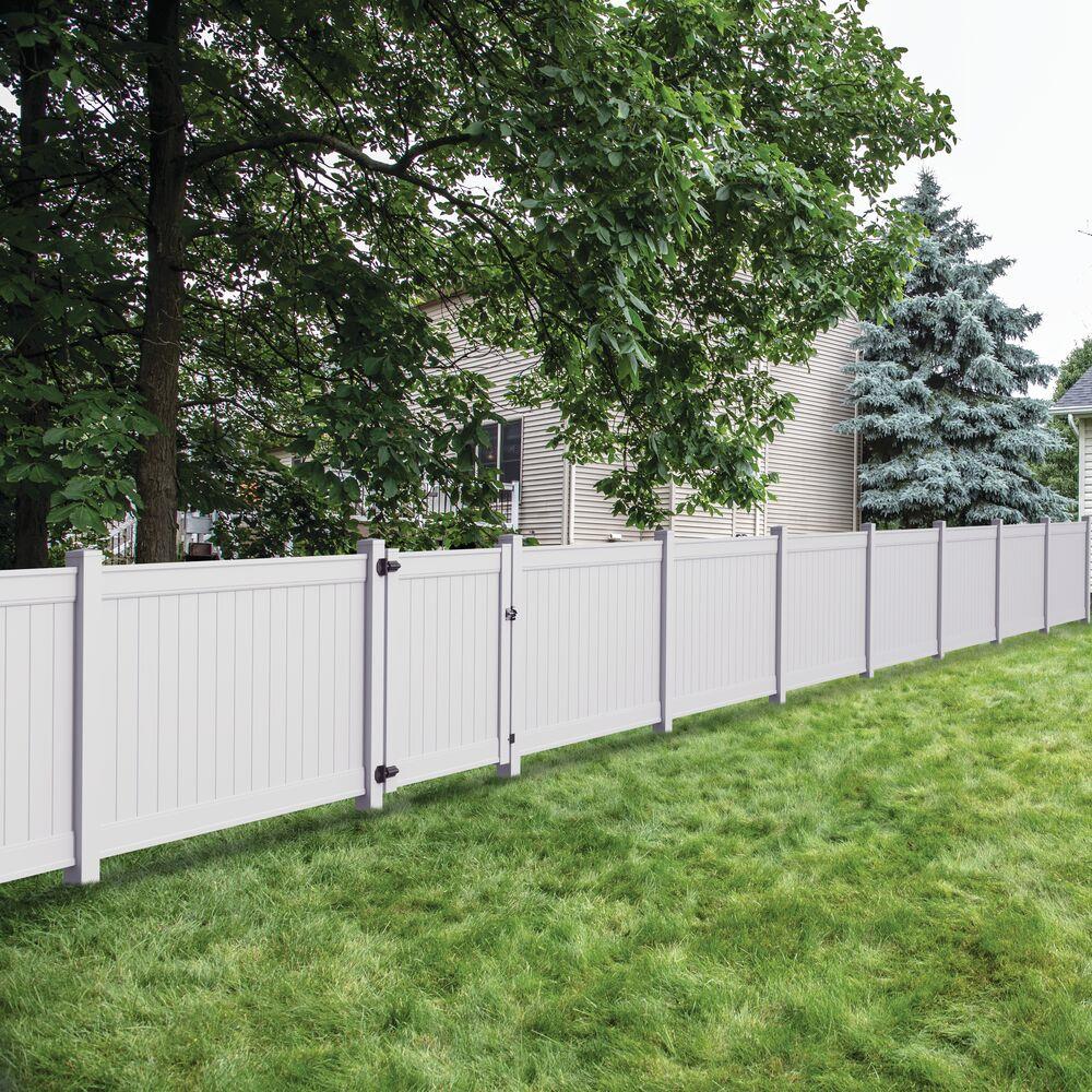 Freedom Emblem 5-ft H x 5-ft W White Privacy Vinyl Flat-top Fence Gate Kit (Unassembled)