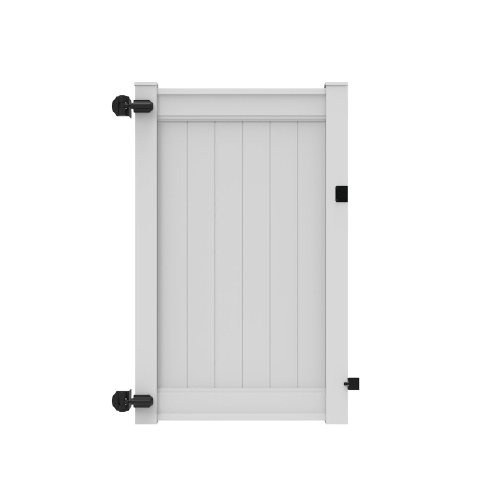 Freedom Emblem 6-ft H x 4-ft W White Privacy Vinyl Fence Gate Kit (Unassembled)