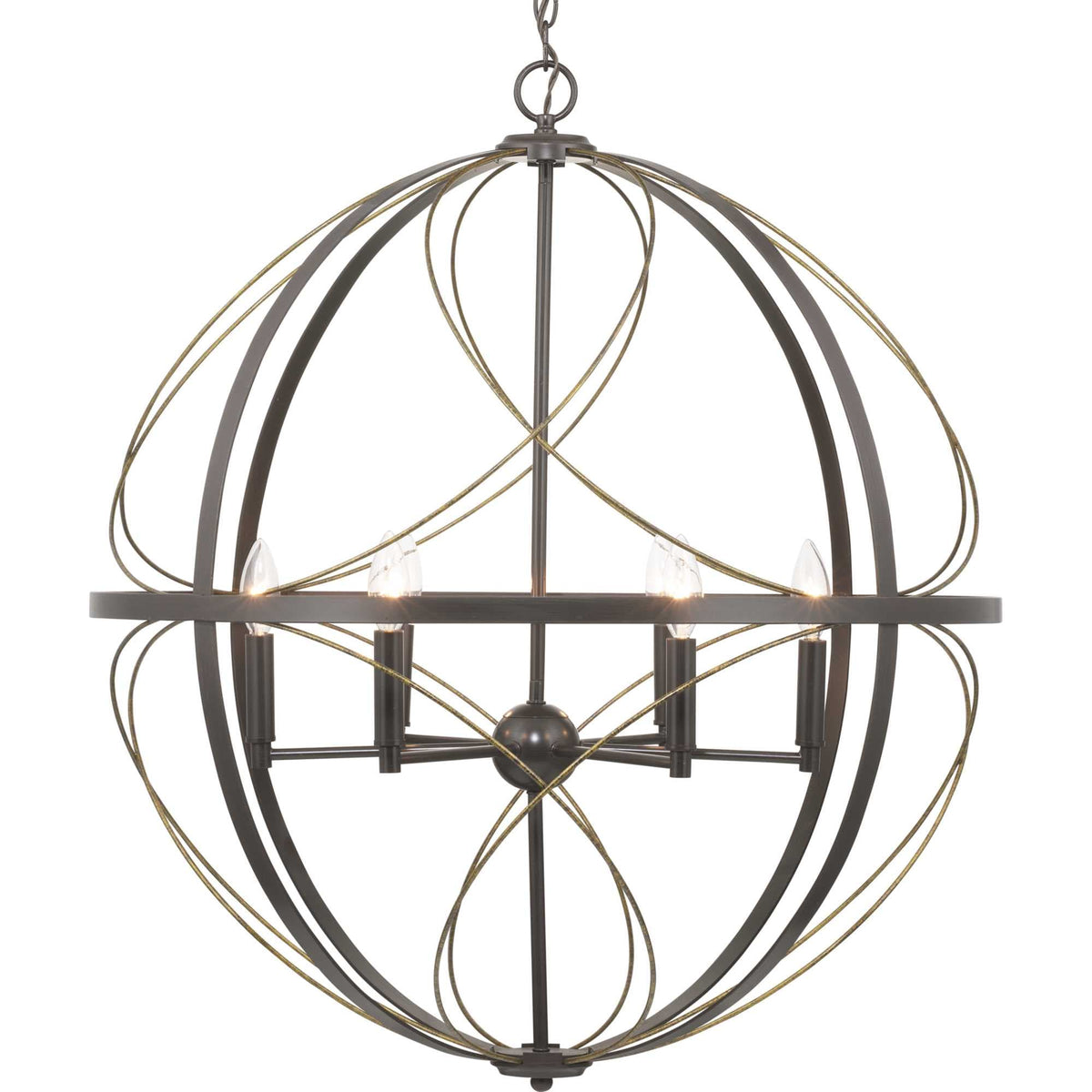 Progress Lighting Brandywine 6-Light Antique Bronze Transitional Globe Large Hanging Pendant Light