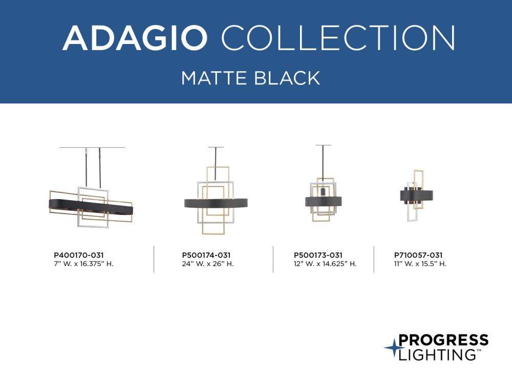 Progress Lighting Adagio 6-Light Matte Black Modern/Contemporary Chandelier
