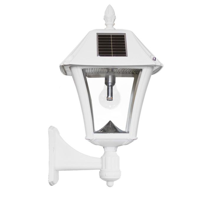 Baytown II Bulb 1-Light White LED Outdoor Solar Post/Wall Light with GS Light Bulb, Warm-White