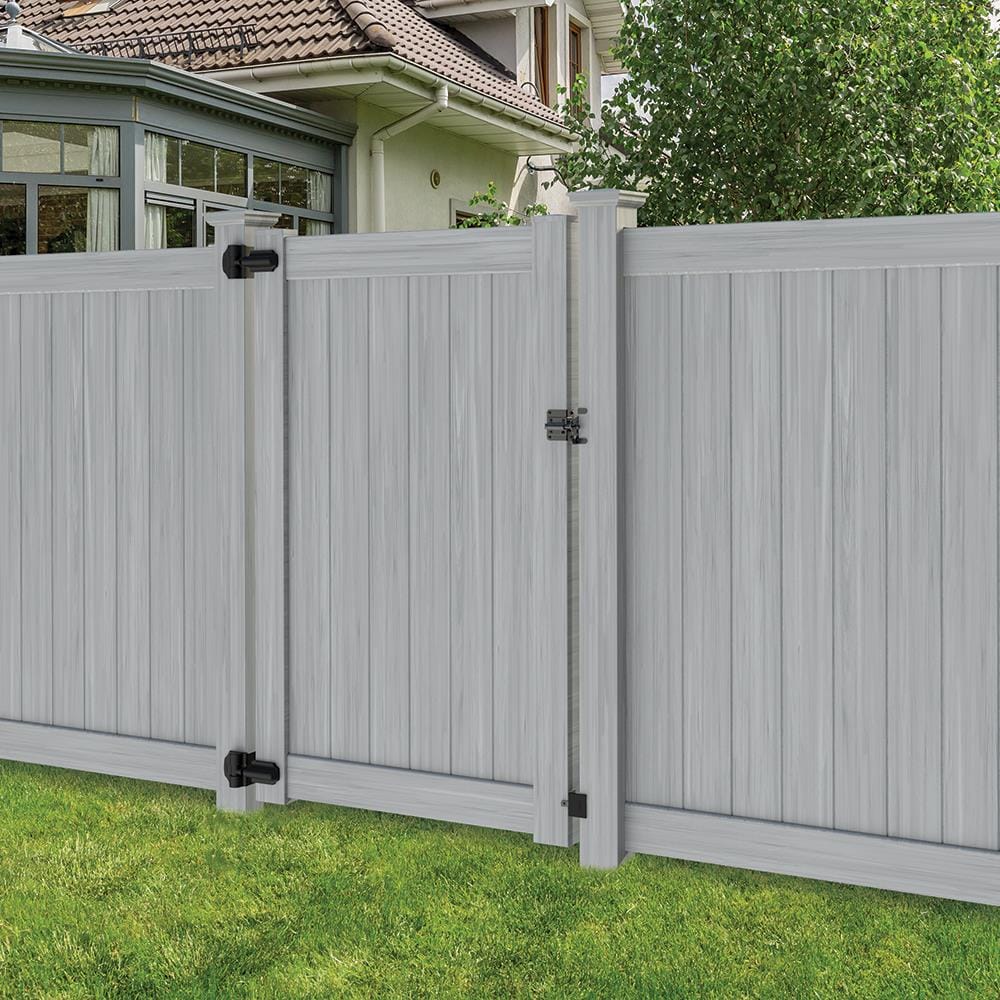 Freedom 8.5-ft H x 5-in W Woodgrain Gray Vinyl End Fence Post (Assembled)