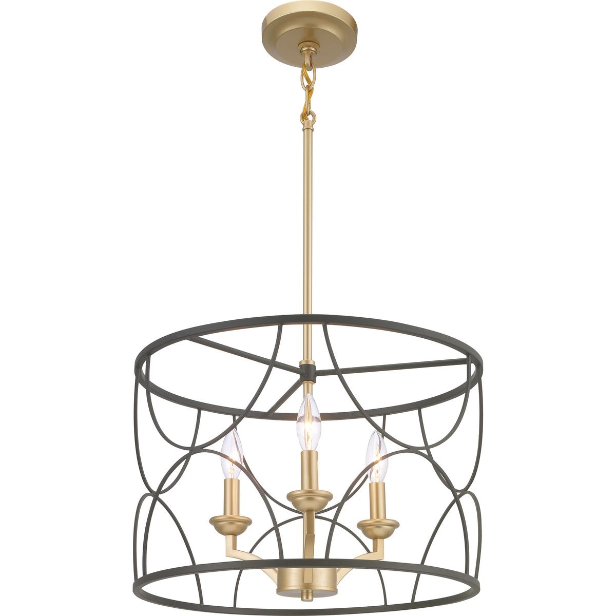 Progress Lighting Landree 3-Light Matte Black Traditional Chandelier