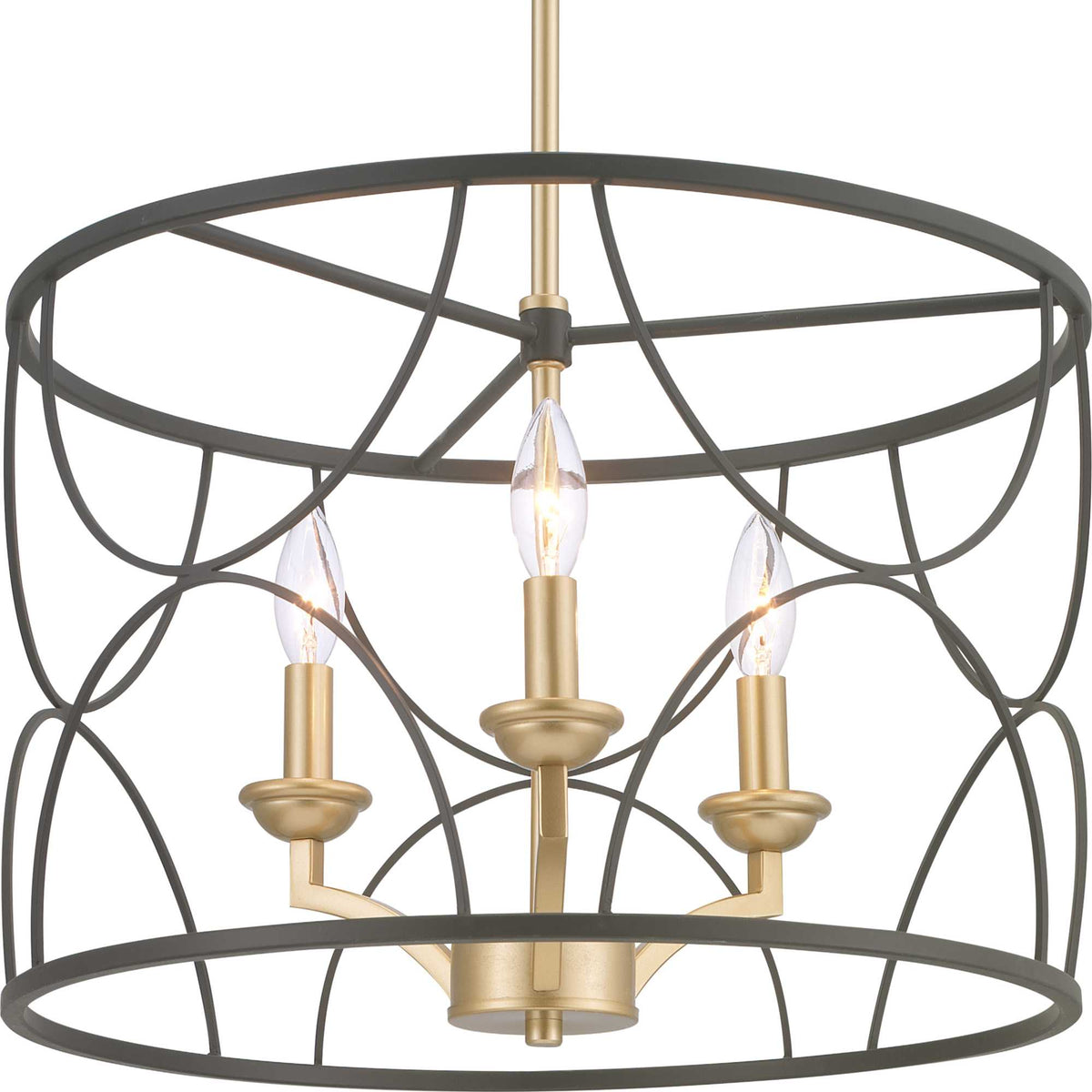 Progress Lighting Landree 3-Light Matte Black Traditional Chandelier