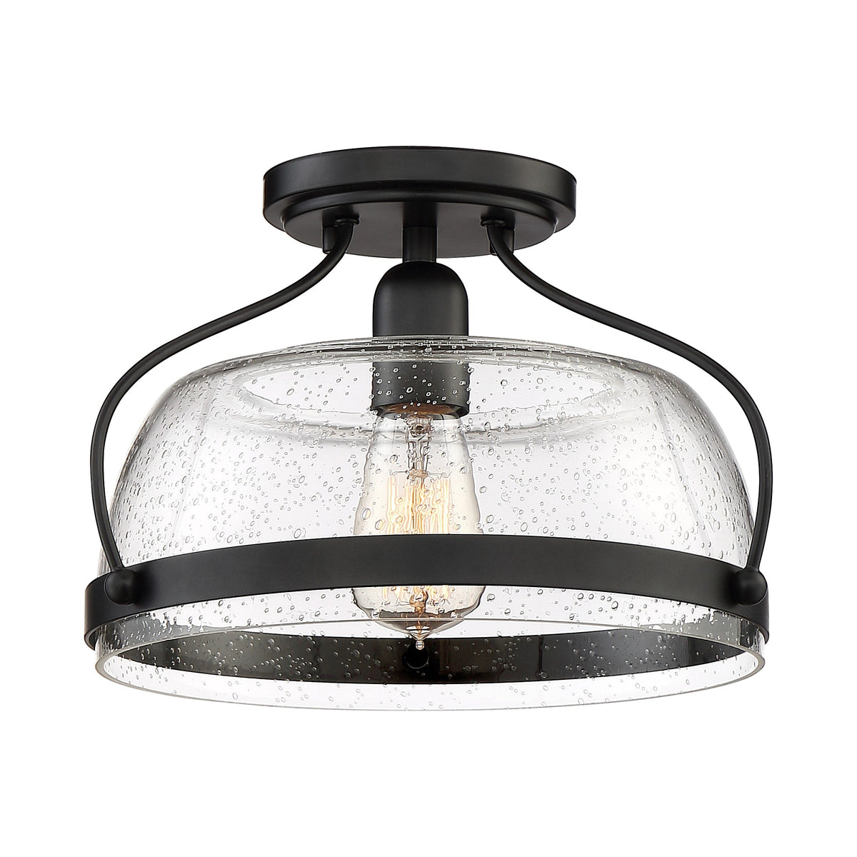Quoizel Henderson 12.5-in Black Farmhouse Semi-Flush Mount Light