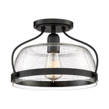Quoizel Henderson 12.5-in Black Farmhouse Semi-Flush Mount Light