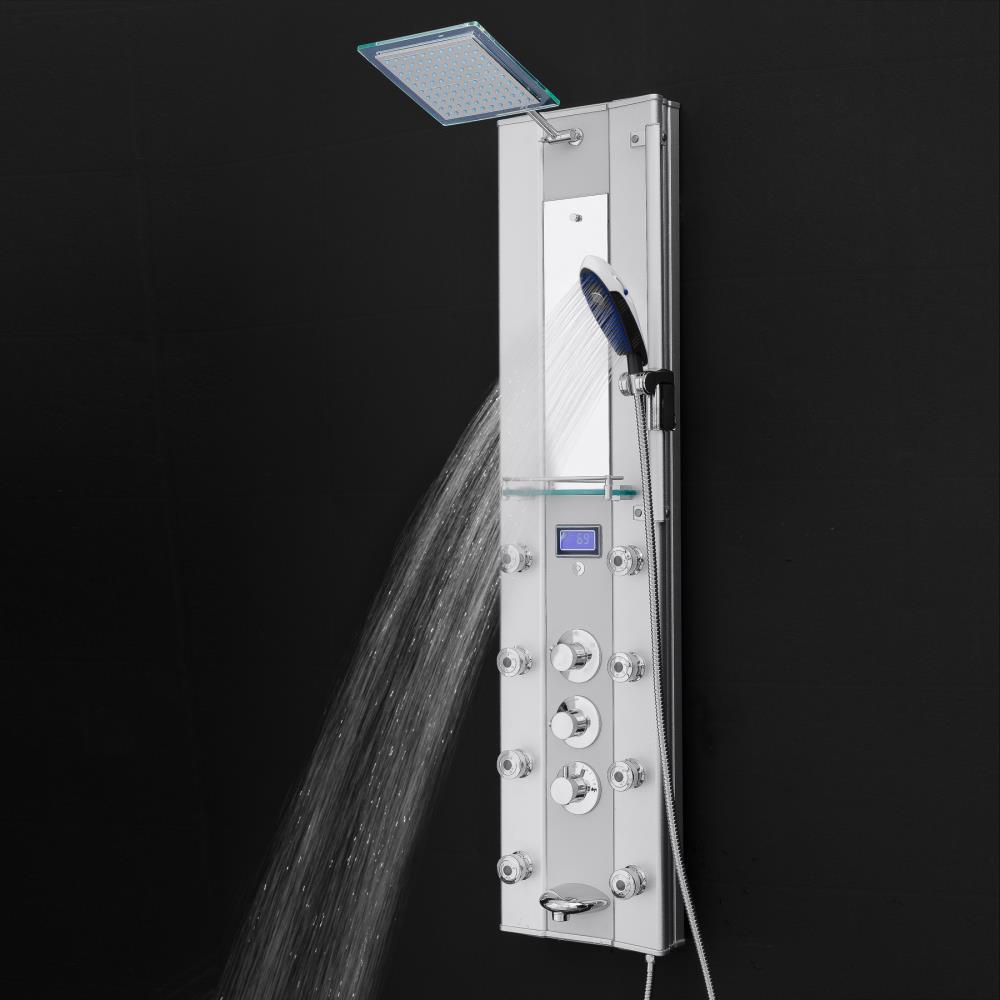 AKDY 51-in Aluminum 8-Spray Shower Panel System (Valve Included)