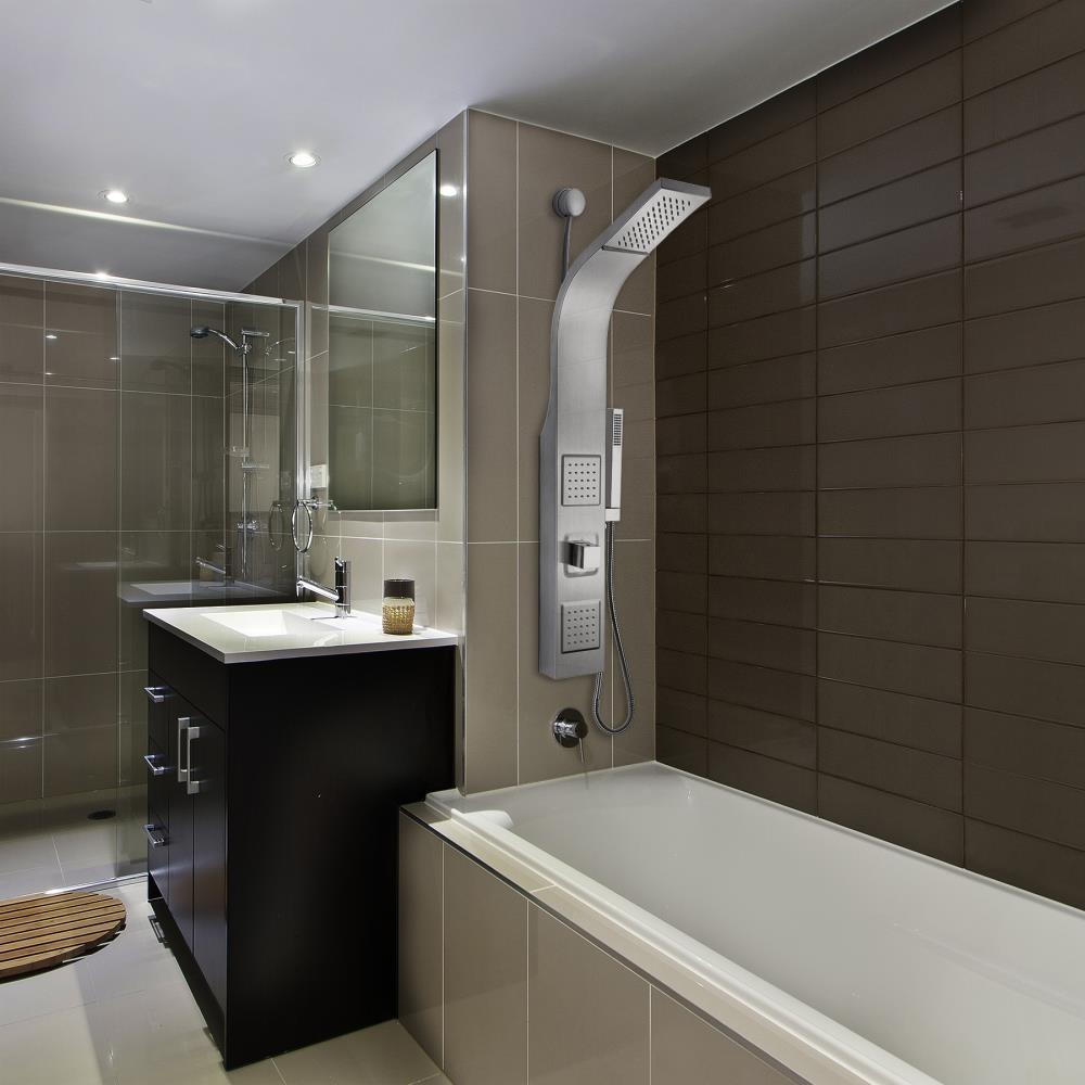 AKDY 39 in. 2‑Jet Easy Connect Stainless Steel Shower Panel System with Rainfall/Waterfall Shower Head and Handheld