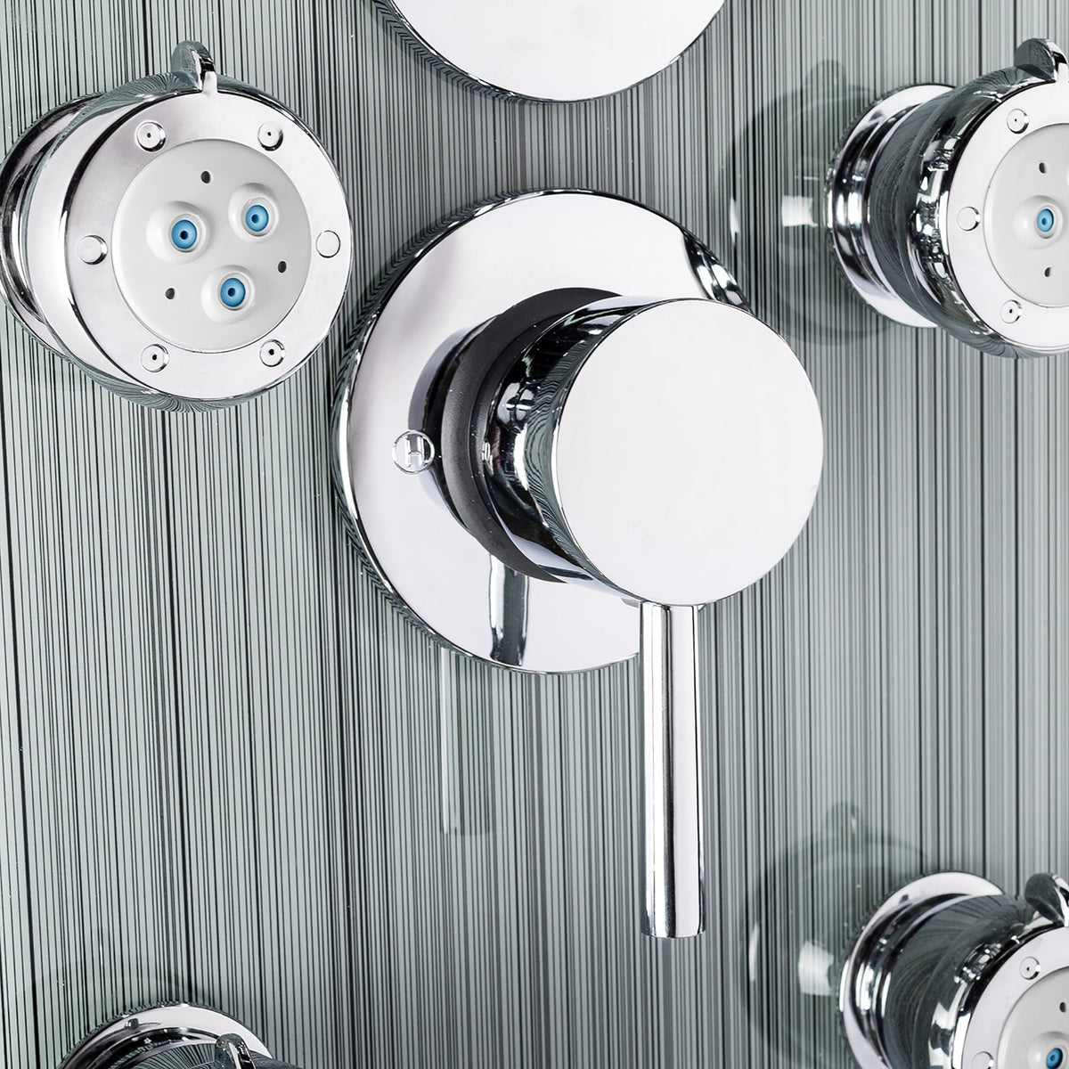 AKDY 52-in Brushed Stainless Steel 8-Spray Shower Panel System (Valve Included)