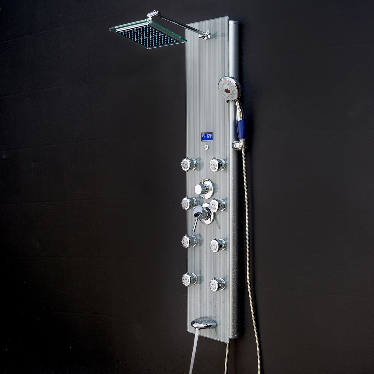 AKDY 52-in Brushed Stainless Steel 8-Spray Shower Panel System (Valve Included)
