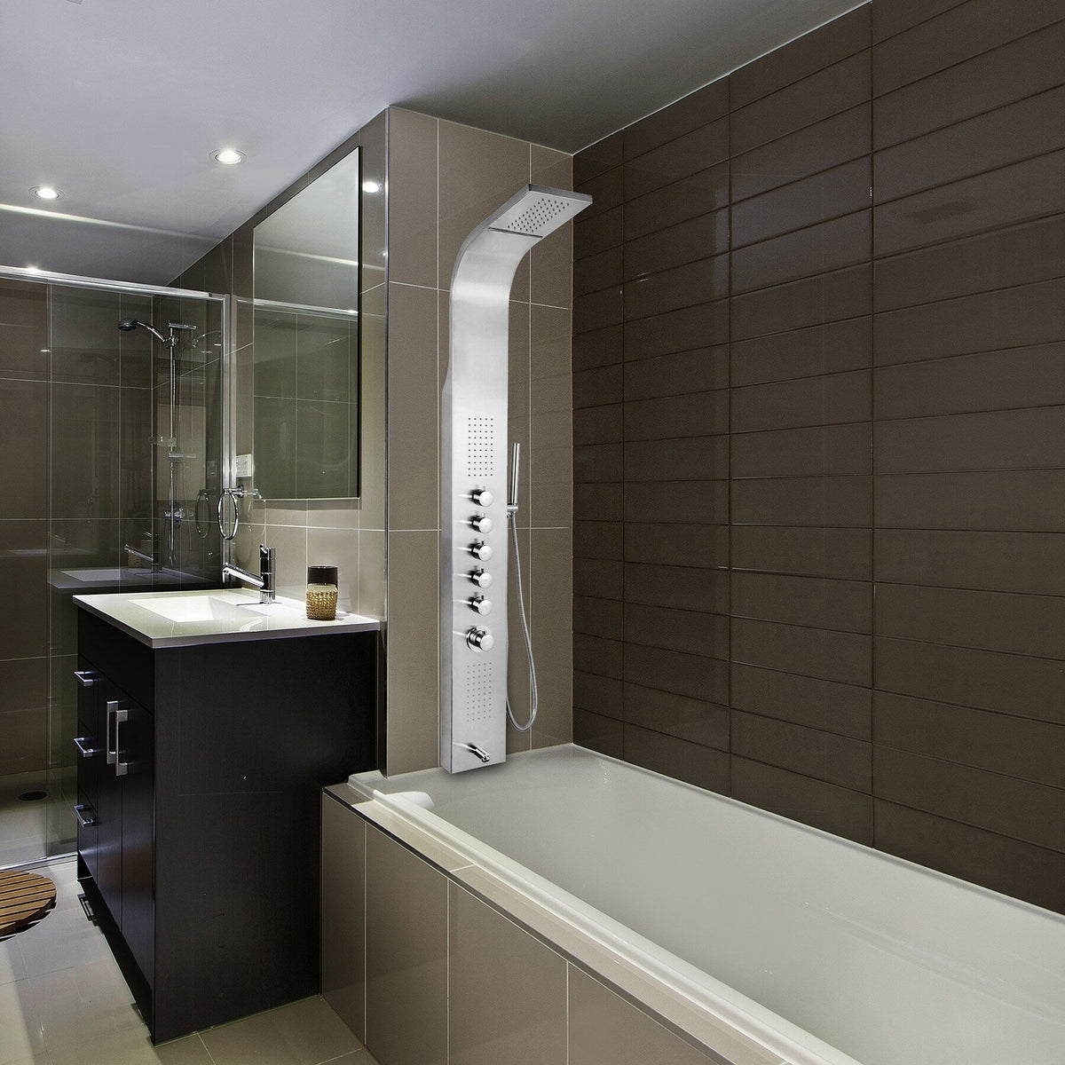 AKDY 63-in Stainless Steel 2-Spray Shower Panel System (Valve Included)