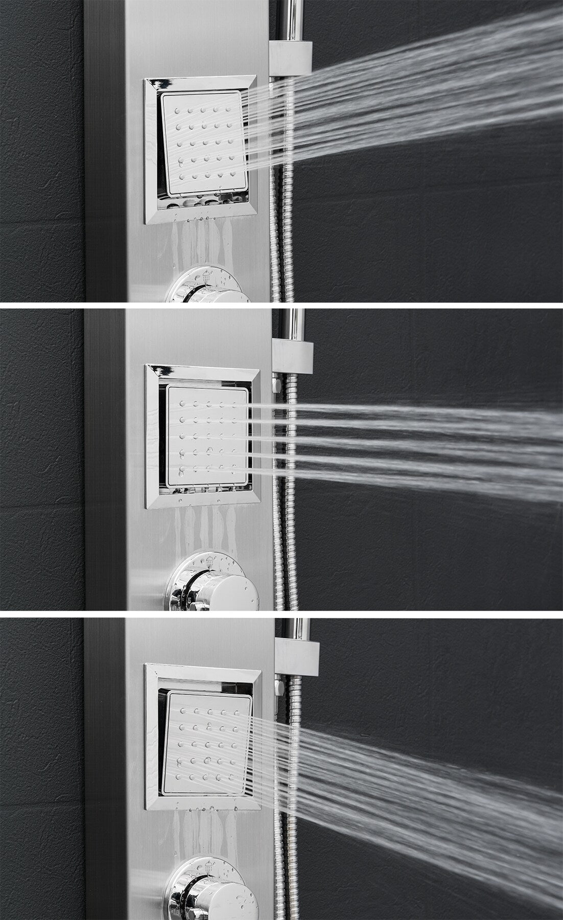 AKDY 39-in Brushed Stainless Steel Dual-Head 2-Spray Shower Panel System with 4-Way Diverter (Valve Included)