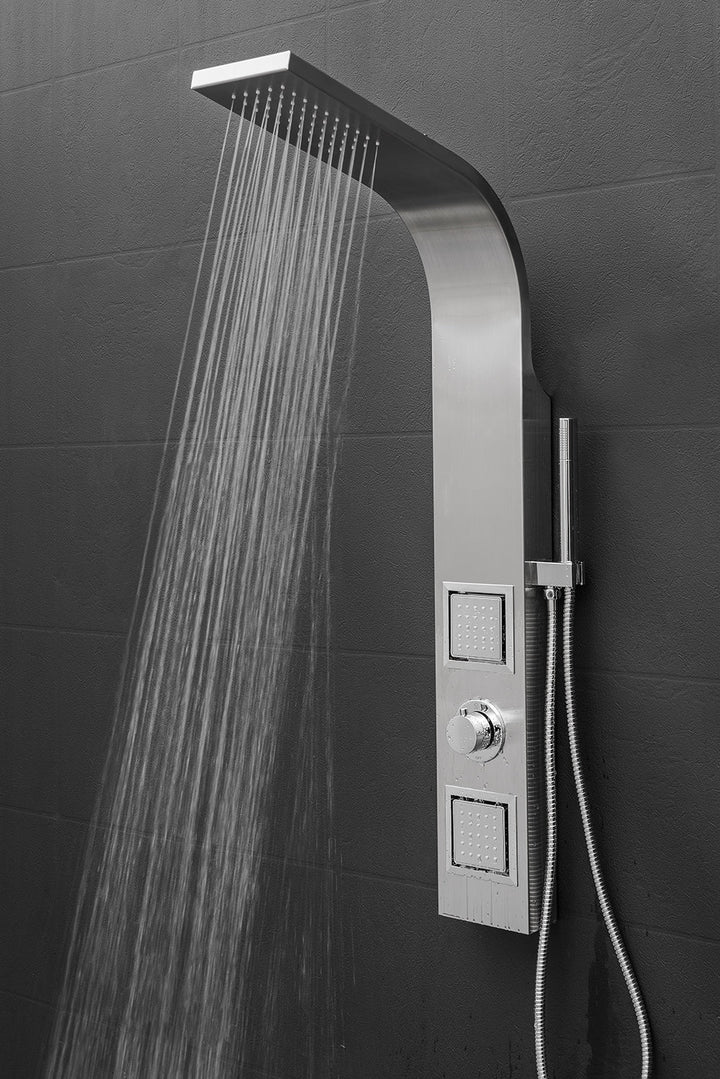 AKDY 39-in Brushed Stainless Steel Dual-Head 2-Spray Shower Panel System with 4-Way Diverter (Valve Included)