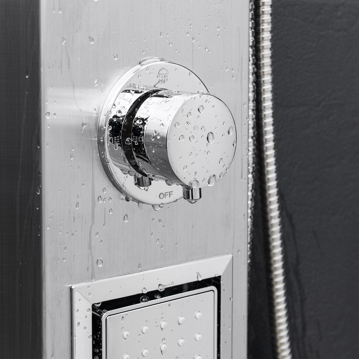 AKDY 39-in Brushed Stainless Steel Dual-Head 2-Spray Shower Panel System with 4-Way Diverter (Valve Included)