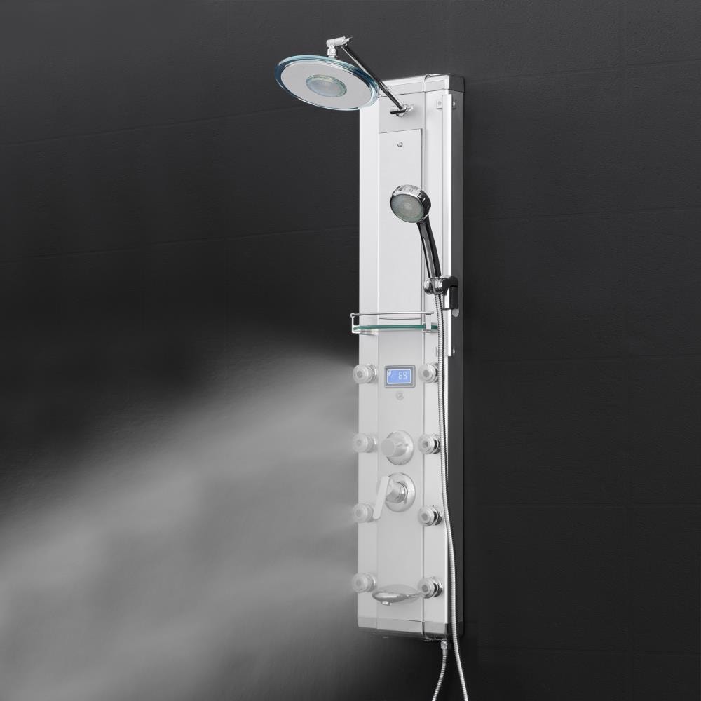 AKDY 51-in Chrome Silver 8-Spray Shower Panel System (Valve Included)