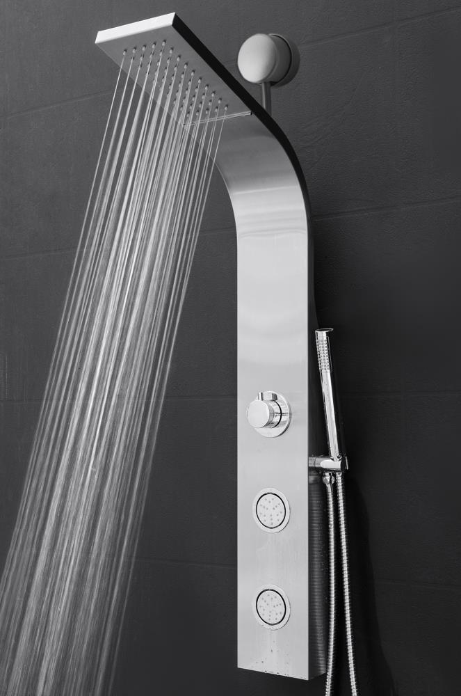 AKDY 39-in Stainless Steel Dual-Head Waterfall Shower Panel System with 4-Way Diverter (Valve Included)