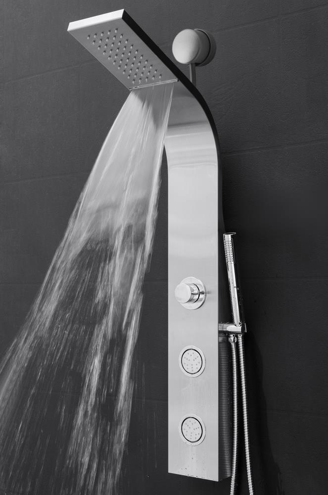 AKDY 39-in Stainless Steel Dual-Head Waterfall Shower Panel System with 4-Way Diverter (Valve Included)