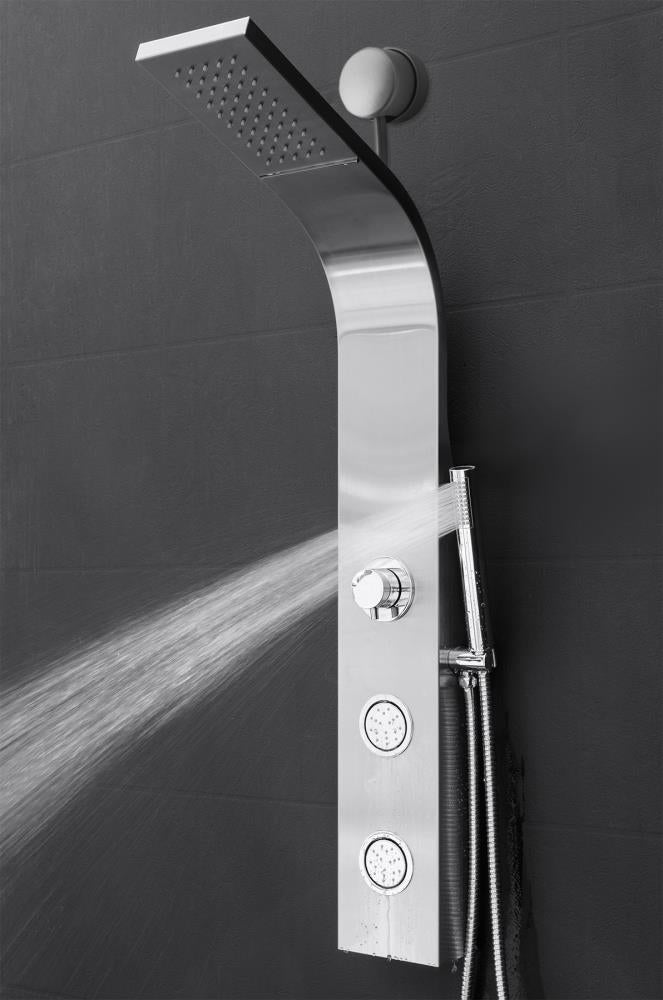 AKDY 39-in Stainless Steel Dual-Head Waterfall Shower Panel System with 4-Way Diverter (Valve Included)